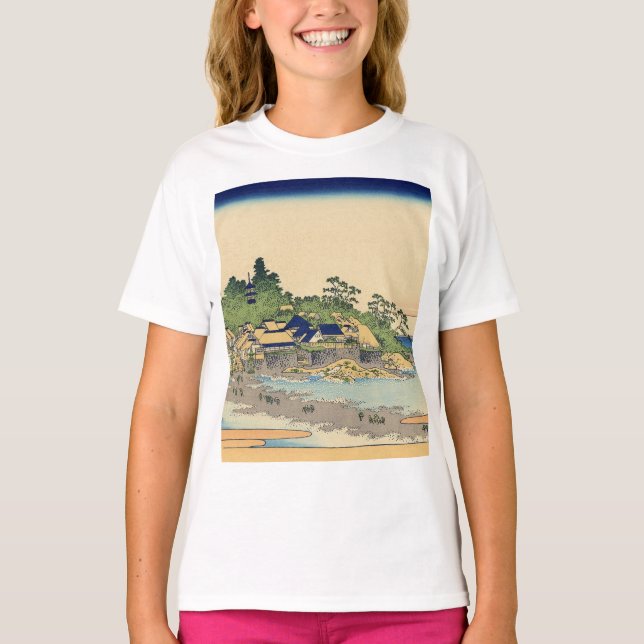 T-shirt Katsushika Hokusai Enoshima dans la province de Sa (Devant)
