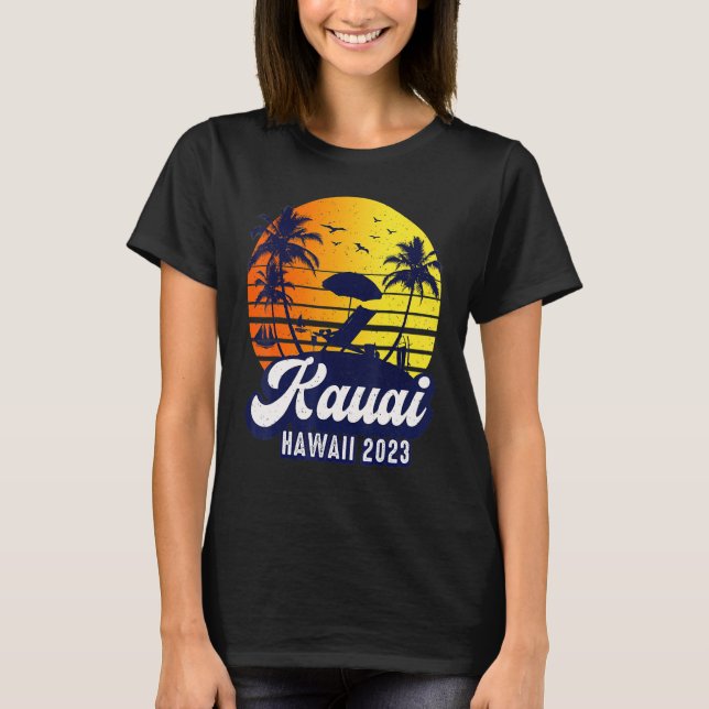T-shirt Kauai Hawaii 2023 Hawaiian Sunset Beach Retro (Devant)