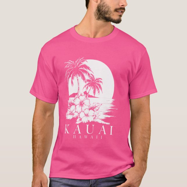 T-shirt Kauai Hawaii Aloha Hawaii Hibiscus Surfer Souven (Devant)