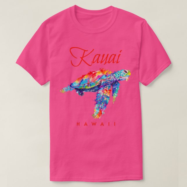T-shirt Kauai Hawaii Aquarelle Souvenir de la tortue marin (Design devant)