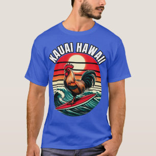 T-shirt Kauai Hawaii Chicken Rooster Surf Retro Sunset