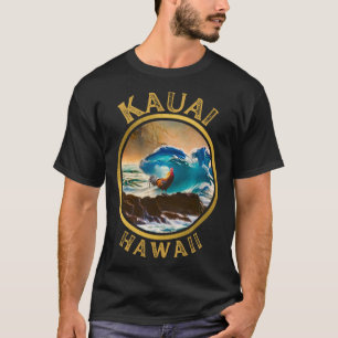 T-shirt Kauai Hawaii Chicken Rooster Surf Wave café Desi