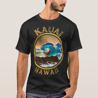 T-shirt Kauai Hawaii Chicken Rooster Surf Wave café Desi