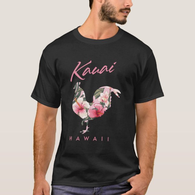 T-shirt Kauai Hawaii Flower Hibiscus Chicken (Devant)