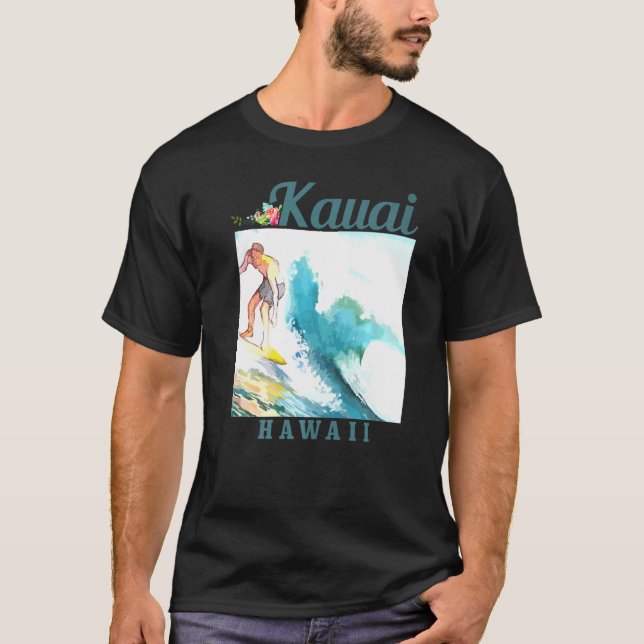 T-shirt Kauai Hawaii Surf Hawaii Surf Hawaiian Surfer Vint (Devant)