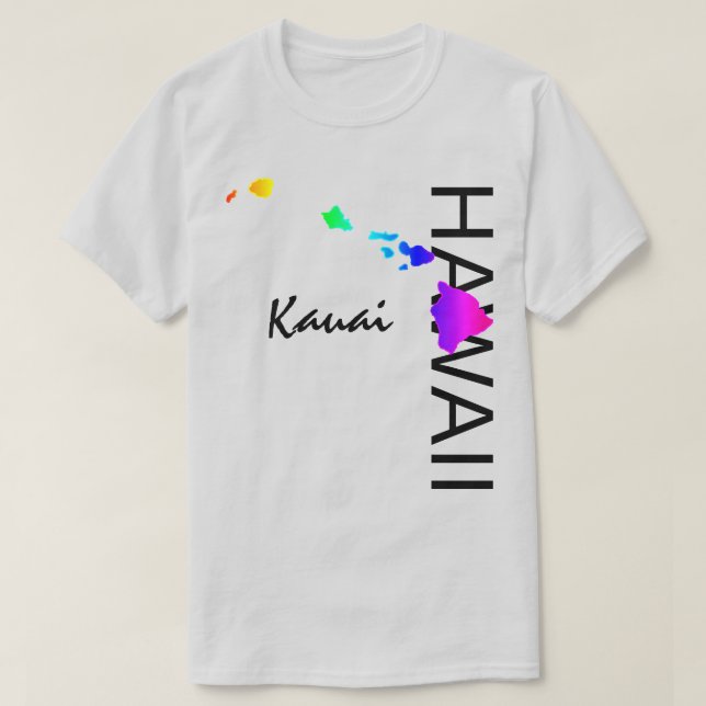 T-SHIRT KAUAI - ÎLES HAWAII NEON RAINBOW (Design devant)