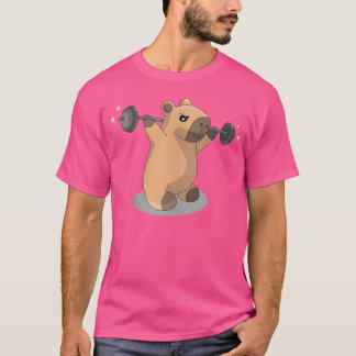T-shirt Kawai Capybara Bodybuilder Weightlifter Barbell Gy