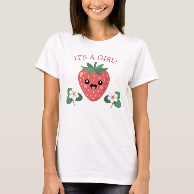 T-shirt Kawai Strawberry Baby Shower Maman à venir C'est u (Devant)