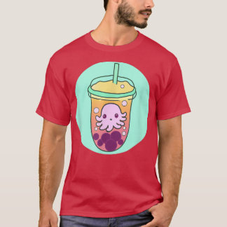 T-shirt Kawaii Adorable poulpe Boba mignonne bulle thé gla