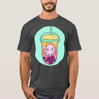 T-shirt Kawaii Adorable poulpe Boba mignonne bulle thé gla