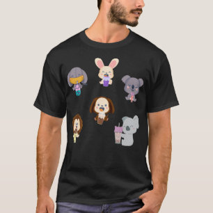 T-shirt Kawaii Animal Boba Tea Cute Elephant Rabbit Koala