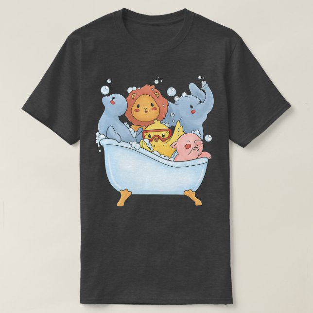 T-shirt Kawaii Animals Seal, Lion, Pig, Duck, Bat éléphant (Design devant)