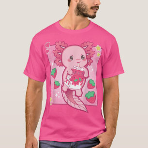 T-shirt Kawaii Anime Axolotl Lait de Fraise Femmes Hommes 