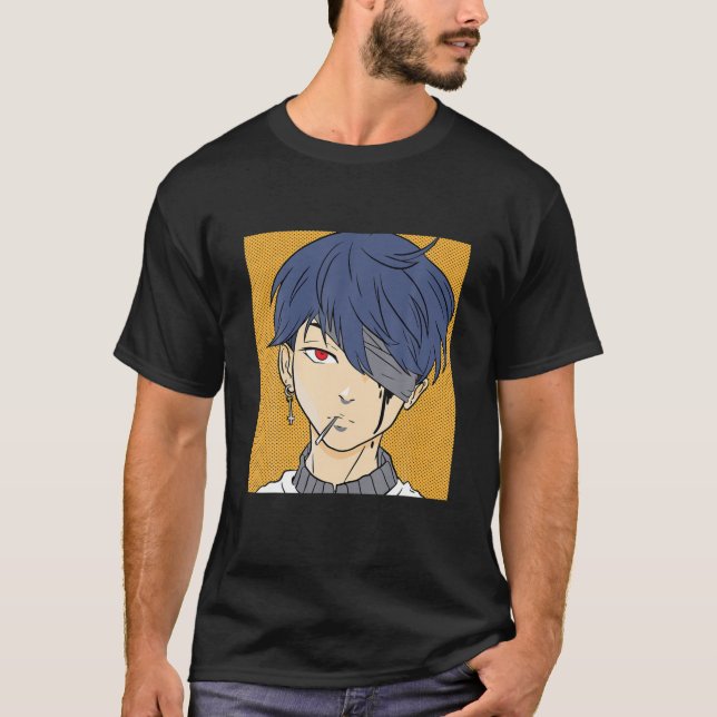 T-shirt Kawaii Anime Boy Lofi Aesthétique Rétro 90S Japona (Devant)