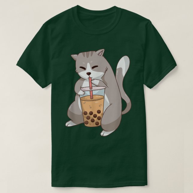 T-shirt Kawaii Anime Cat Boba Tea Cute Kitten Cat Neko Bub (Design devant)