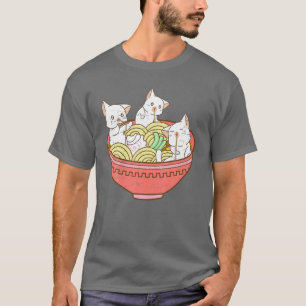 T-shirt Kawaii Anime Chat Japonais Ramen Noodles - Kitten 