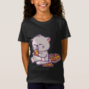 T-Shirt Kawaii Anime Chat Manger Pizza Cute Kitten Chat Ne