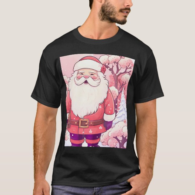 T-shirt Kawaii Anime Cute Père Noël Noël Snowy Sakura Sea (Devant)