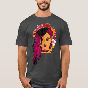 T-shirt Kawaii Anime fée fleurie emo goth ado fille rouge 
