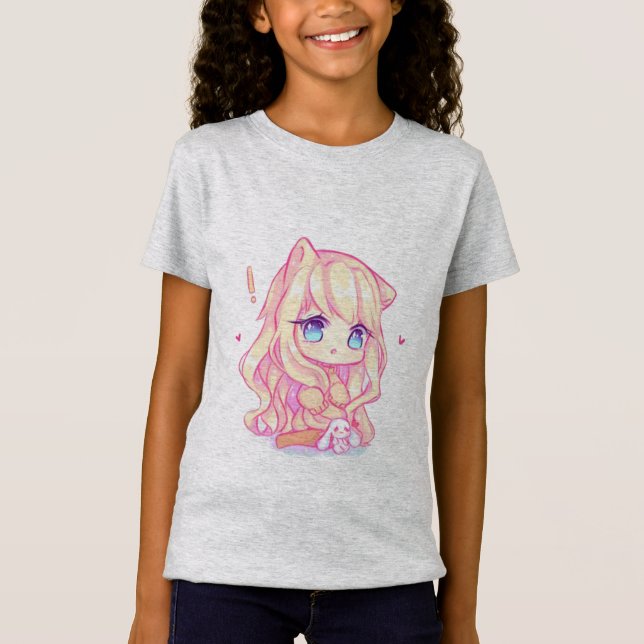 T-Shirt kawaii, anime, fille, juste, qui,aime, dessine, (Devant)