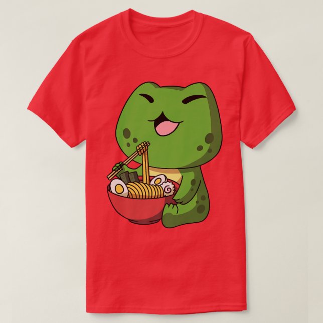 T-shirt Kawaii Anime Frog nouilles asiatiques japonais Ram (Design devant)