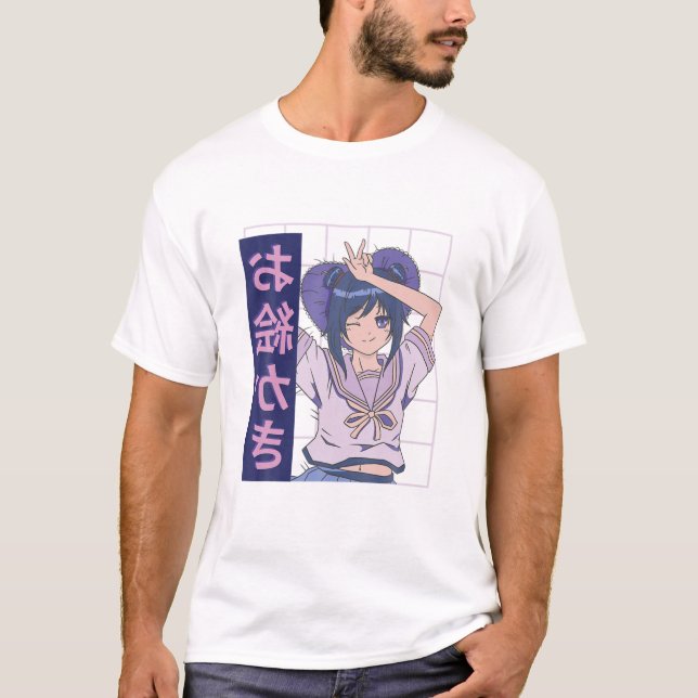 T-shirt Kawaii Anime Girl Lofi Aesthétique Rétro 90S Japan (Devant)