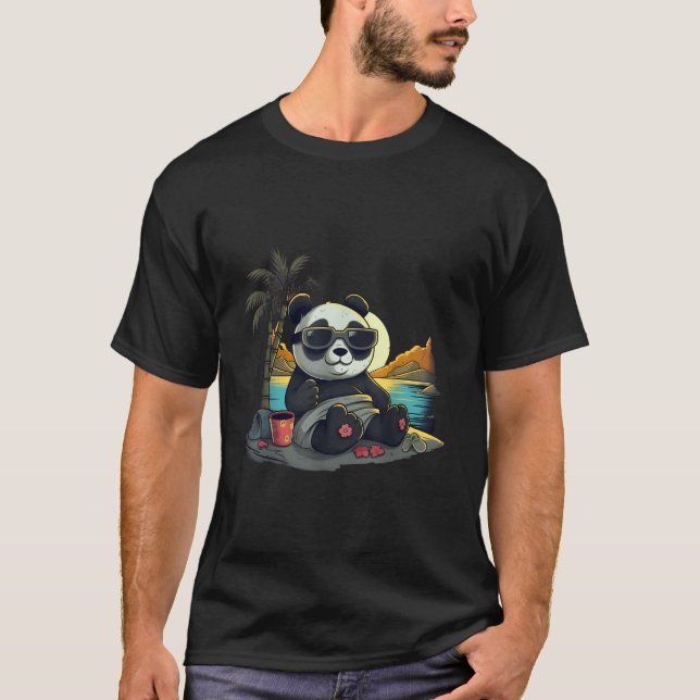 T-shirt Kawaii Anime Japanese Panda Beach Summertime (Devant)