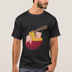 T-shirt Kawaii Anime Japonais Ramen nouilles Bacon Farm Pi