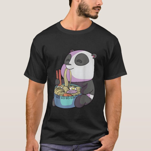 T-shirt Kawaii Anime Panda Eating Ra Japanese Noodles Pand (Devant)