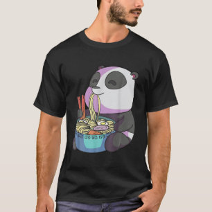 T-shirt Kawaii Anime Panda Manger Ramen nouilles japonaise