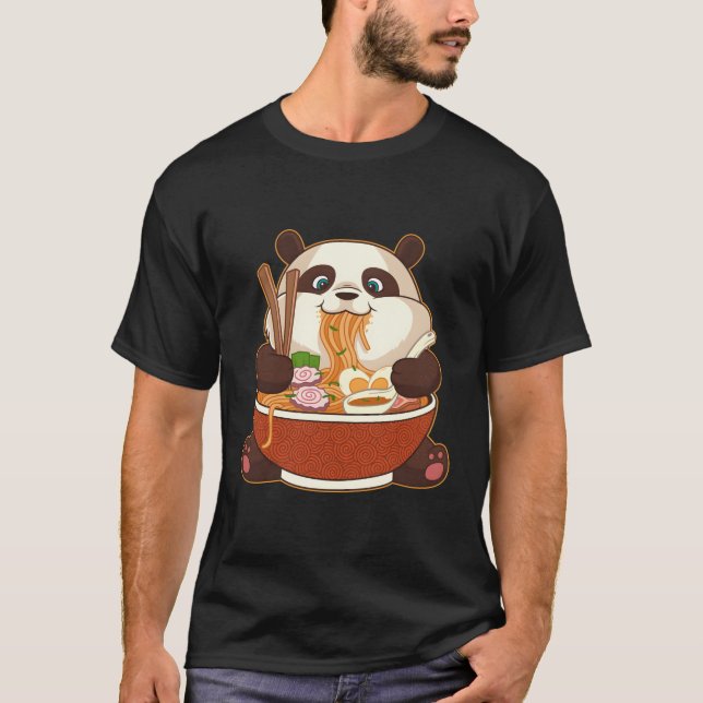 T-shirt Kawaii Anime Panda Otaku nouilles japonaises Ra (Devant)