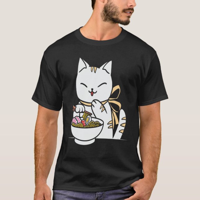 T-shirt Kawaii Anime Shiba-Inu-Eating-Ramen (Devant)
