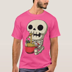 T-shirt Kawaii Anime Skeleton Halloween nouilles asiatique