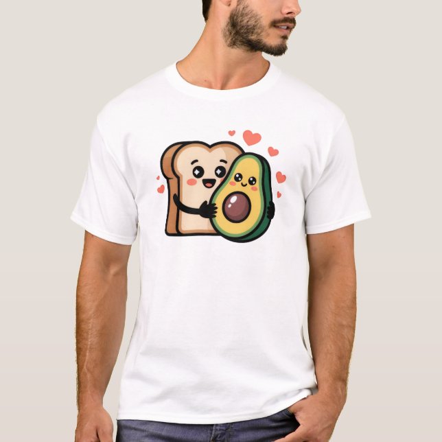 T-shirt Kawaii Avocado, Cute Avocado Toast, Smiling Foodie (Devant)