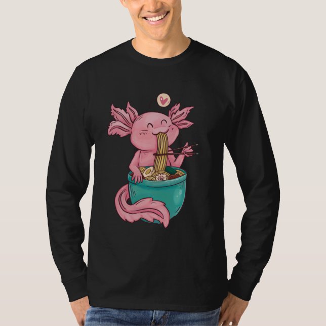 T-shirt Kawaii Axolotl Eating Ramen Noodles Anime For Girl (Devant)