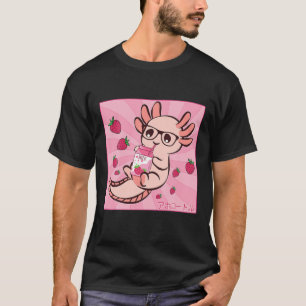 T-shirt Kawaii Axolotl Japon Anime Lait fraise Shak