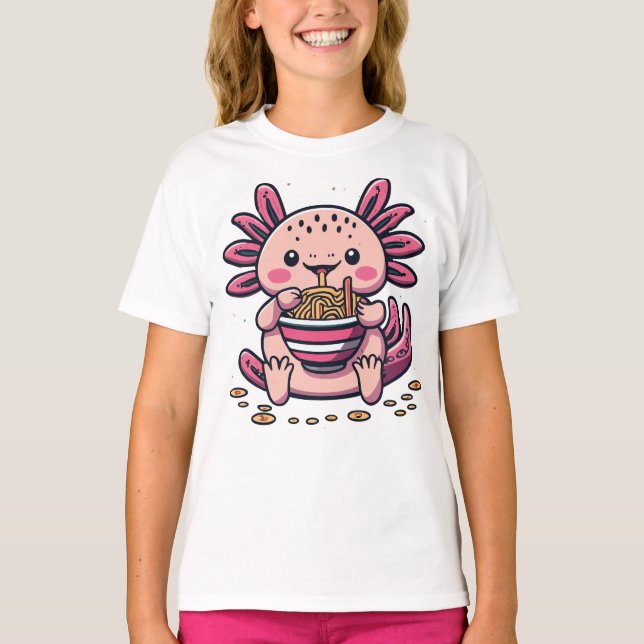 T-SHIRT KAWAII AXOLOTL MANGER RAMEN ANIME (Devant)