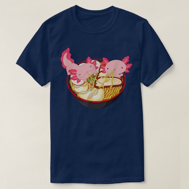 T-shirt Kawaii Axolotl Manger Ramen nouilles Anime Kids Gi (Design devant)