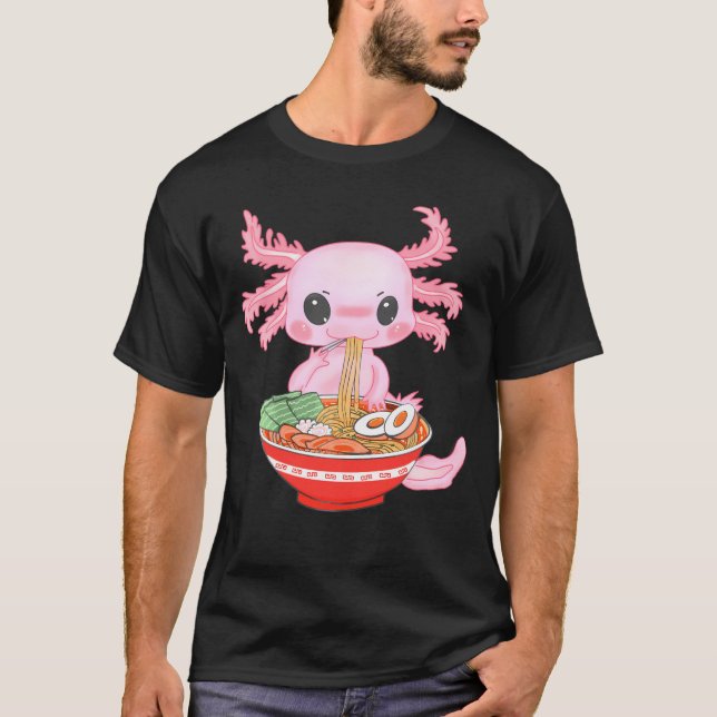 T-shirt Kawaii Axolotl Manger Ramen nouilles Anime n Girls (Devant)