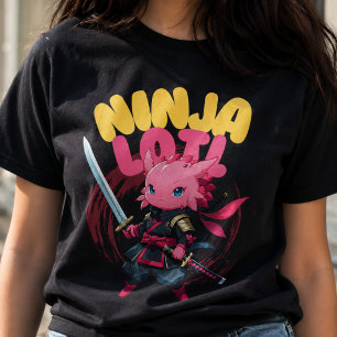 T-shirt Kawaii Axolotl Ninja - Animal aquatique soyeux