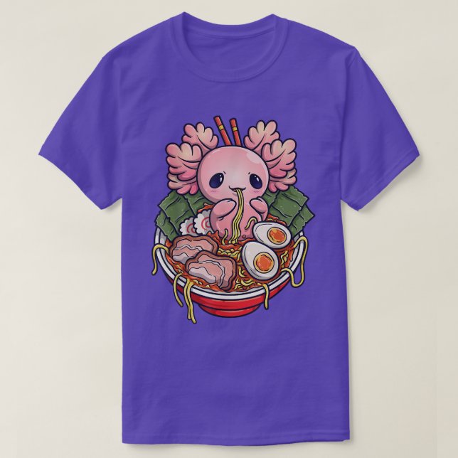 T-shirt Kawaii Axolotl Ramen Anime Japonaise Noodle (Design devant)