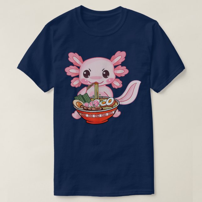 T-shirt Kawaii Axolotl Ramen nouilles Anime japonais Otaku (Design devant)