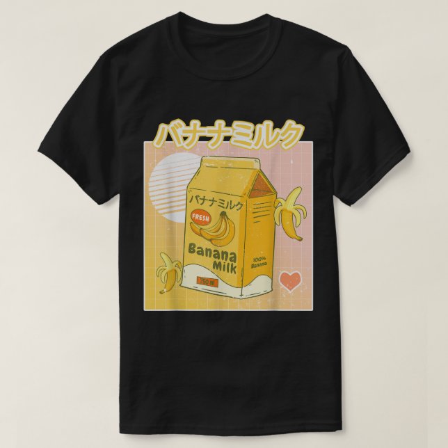 T-shirt Kawaii Banana Milk Japanese Aesthetic Design (Design devant)