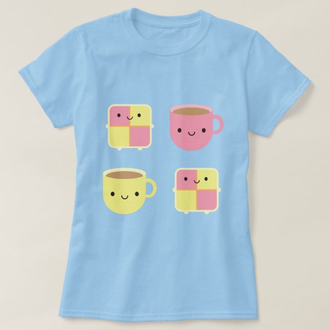 T-shirt Kawaii Battenberg Gâteau & Coupe de Thé (Design devant)