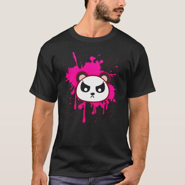 T-shirt Kawaii Bear Pink Goth Punk (Devant)
