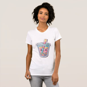 T-shirt Kawaii Blue Boba Tea   Bulle souriante mig