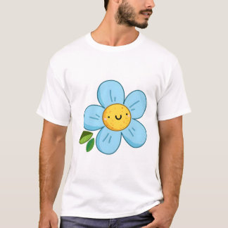 T-shirt Kawaii Blue Flower