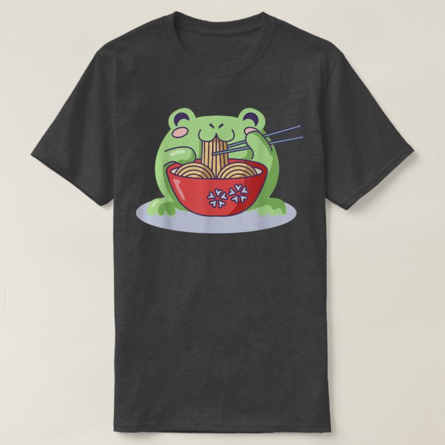 T-shirt Kawaii Blushing Frog Ramen Bowl Foin Japonais Cu (Design devant)