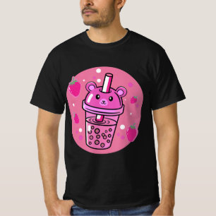 T-shirt Kawaii Boba Coupe Fraise Anime Buble Thé Cute