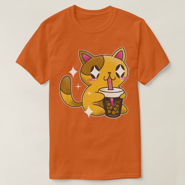T-shirt Kawaii Boba Thé Chat Japon Sweet (Design devant)